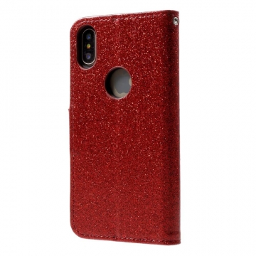 Luurinetti Apple iPhone X/Xs Glitter-laukku red