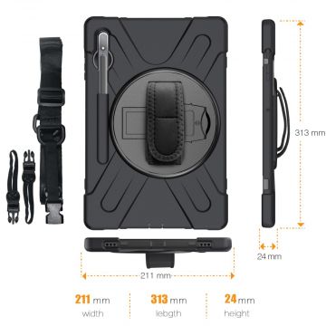 LN suojakuori+kantohihna Galaxy Tab S7+/S7 FE 5G/S8+ black