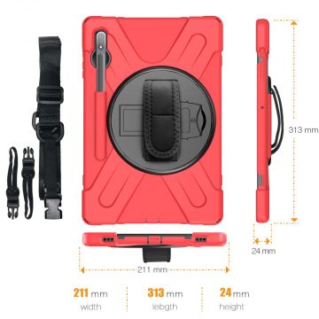 LN suojakuori+kantohihna Galaxy Tab S7+/S7 FE 5G/S8+ red