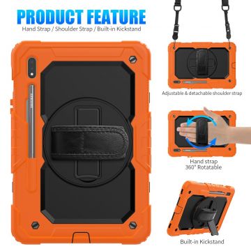 LN suojakuori+kantohihna Galaxy Tab S7/Galaxy Tab S8 orange/black