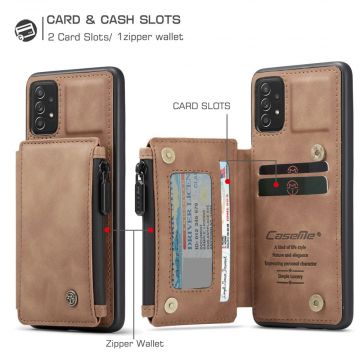 CaseMe suojakuori lompakolla Galaxy A72/A72 5G brown