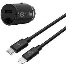 Celly autolaturi USB-C + Lightning kaapeli 20W