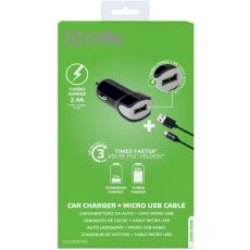 Celly autolaturi 2.4A + microUSB-kaapeli