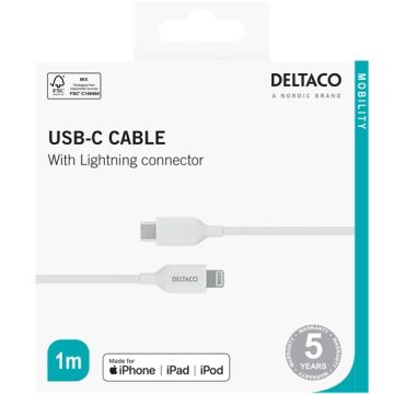 Deltaco USB-C - Lightning -kaapeli 1 m