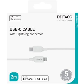 Deltaco USB-C - Lightning -kaapeli 2 m