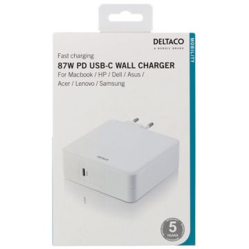 Deltaco USB-C-verkkolaturi 87W PD