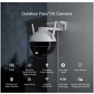 Ezviz C8C Pan/Tilt-kamera ulkokäyttöön WiFi