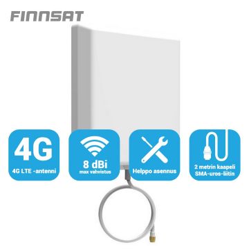 Finnsat paneeliantenni 3G/4G-verkkoihin 8 dBi 180° FS1000
