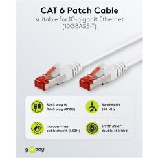 Goobay CAT6 S/FTP RJ45-verkkokaapeli valkoinen 3 m