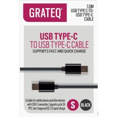 Grateq USB-C -> USB-C -kaapeli 3A Quick 1 m black