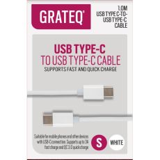 Grateq USB-C -> USB-C -kaapeli 3A Quick 1 m white