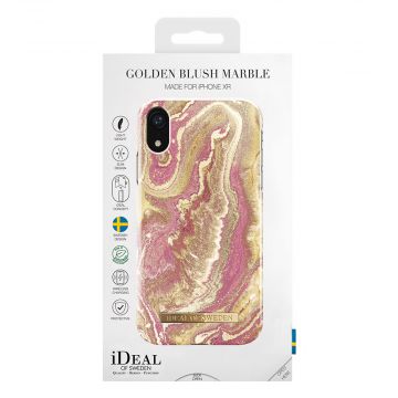 Ideal Fashion Case iPhone Xr golden blus marble