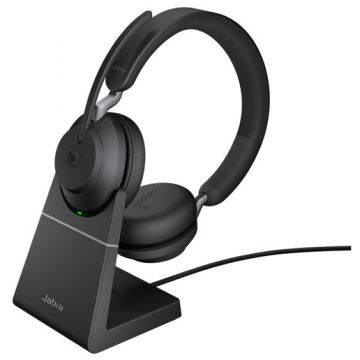 Jabra Evolve2 65 MS Stereo + teline + LINK380A (USB-A-adapterilla) black